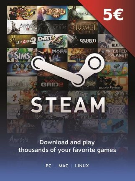 Steam Gift Card 5 EUR - Steam Key - Europe Steam Gift Card 5 EUR - Steam Key - Europe