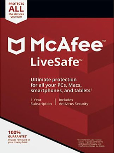 McAfee Livesafe 1 Device 1 Year Key GLOBAL McAfee Livesafe 1 Device 1 Year Key GLOBAL