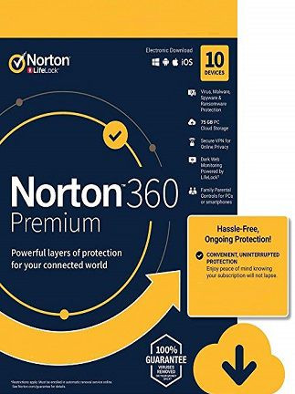 Norton 360 Premium + 75 GB Cloud Storage (10 Devices, 1 Year) - Key - EUROPE Norton 360 Premium + 75 GB Cloud Storage (10 Devices, 1 Year) - Key - EUROPE