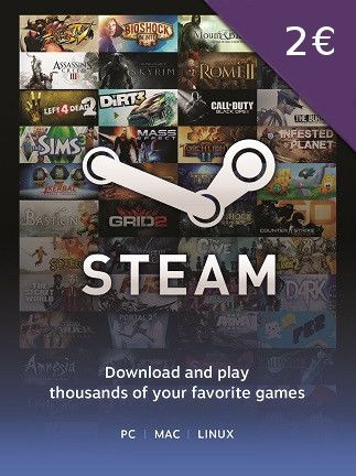 Steam Gift Card 2 EUR - Steam Key - Europe Steam Gift Card 2 EUR - Steam Key - Europe